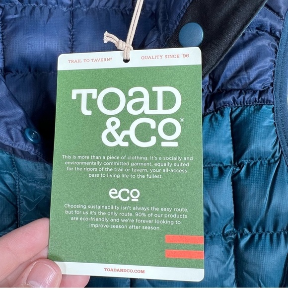 TOAD & CO. Women’s XS Airvoyant Deep Teal color-block snap up puffer vest - Picture 10 of 10